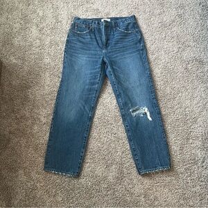 Madewell Women's High Rise Blue Jeans with Distressed Detail